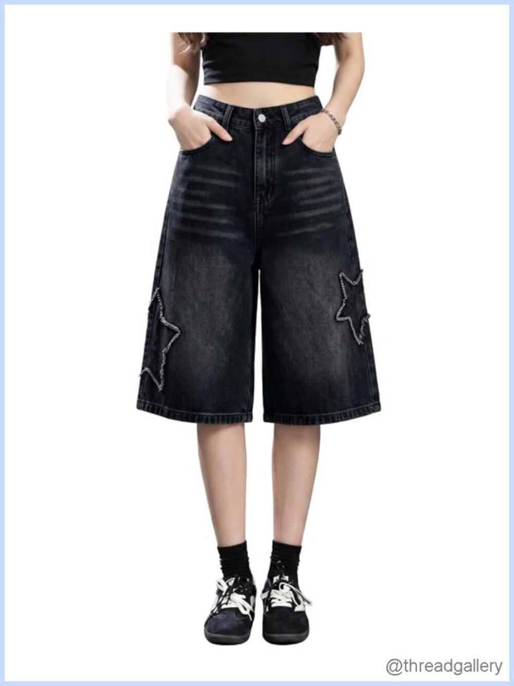 Women's Baggy Jean Shorts High Rise Y2K Wide Leg Denim Jorts